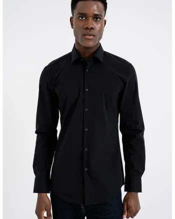 Camasa slim fit cu guler clasic, Negru