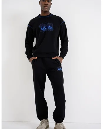 Bluza de trening cu imprimeu logo Nothalic, Negru/Albastru royal