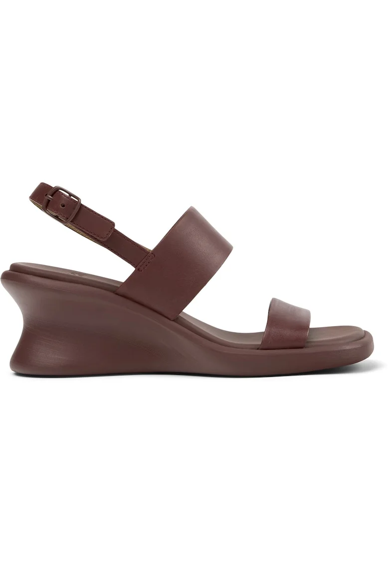 Sandale wedge din piele Louise, Visiniu