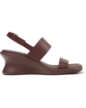 Sandale wedge din piele Louise, Visiniu