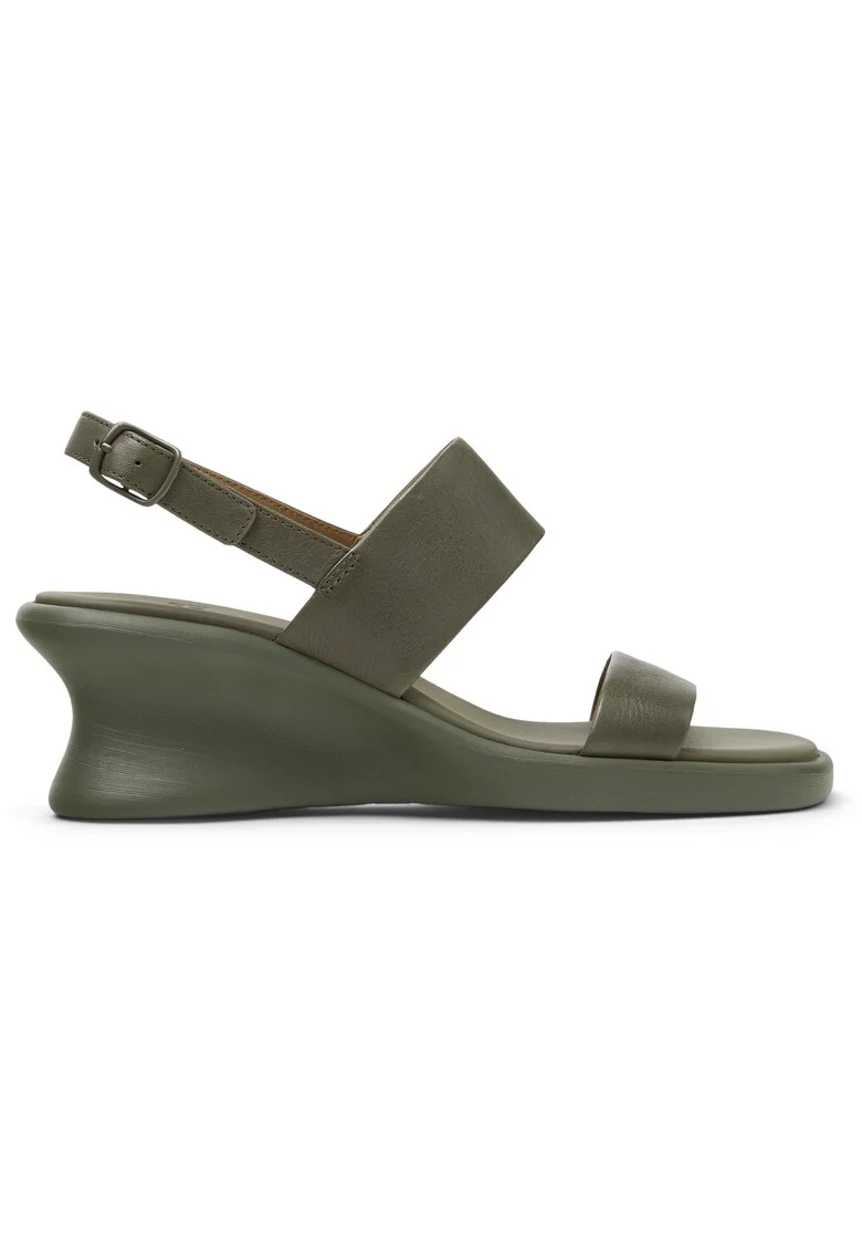Sandale wedge din piele Louise, Verde