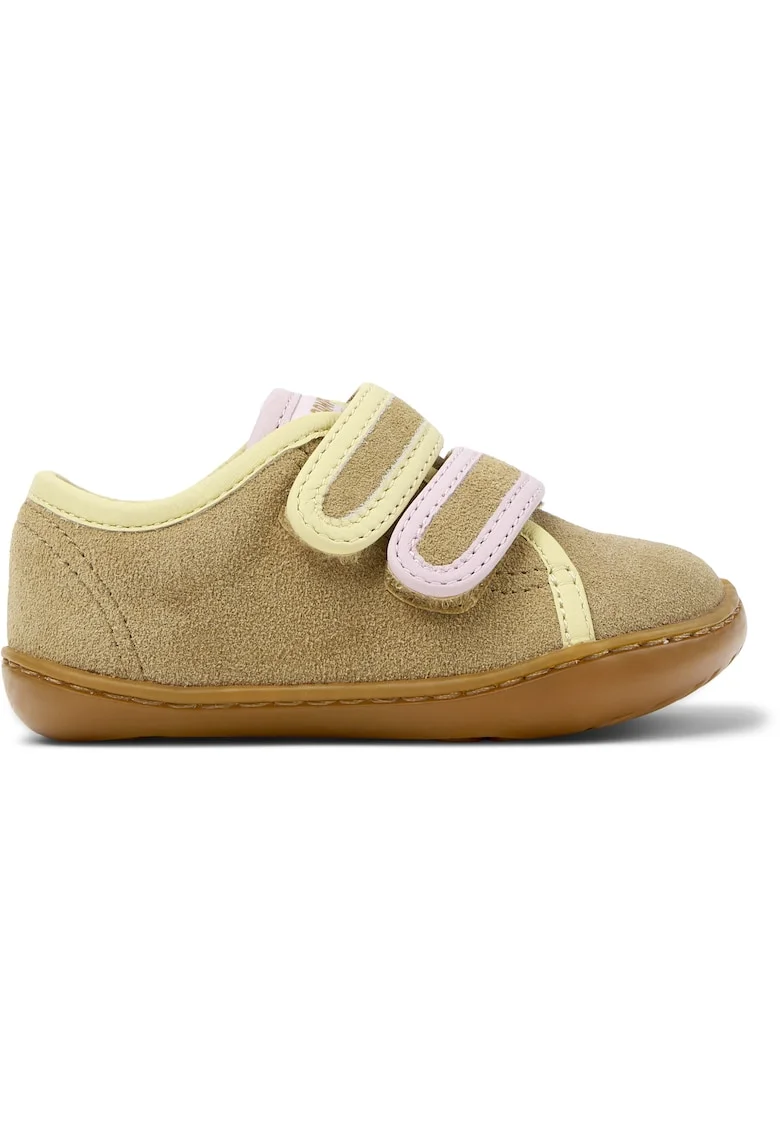 Pantofi sport Peu Cami Kids Twins din piele intoarsa, Galben pal/Lila/Maro camel