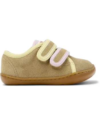Pantofi sport Peu Cami Kids Twins din piele intoarsa, Galben pal/Lila/Maro camel