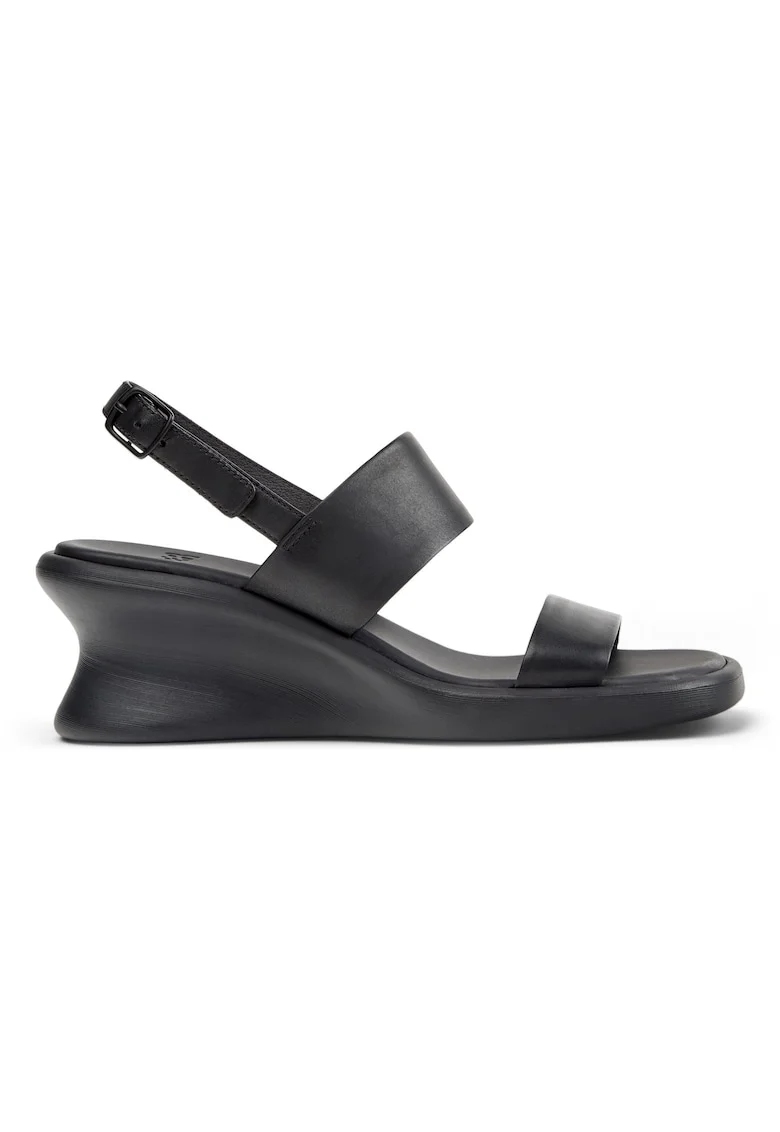 Sandale wedge din piele Louise, Negru