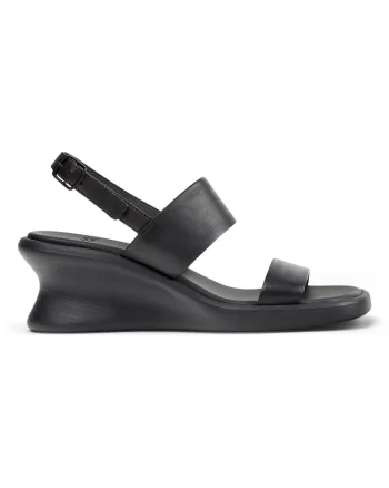 Sandale wedge din piele Louise, Negru