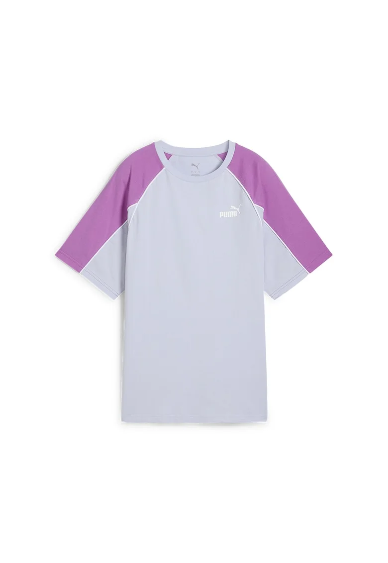 Tricou cu maneci raglan si detaliu logo, Roz deschis/Albastru deschis