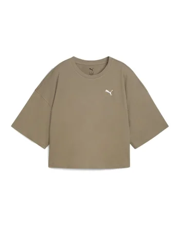 Tricou crop lejer, Maro camel