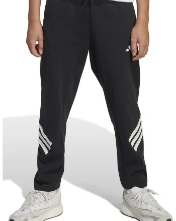 Pantaloni de trening cu snur si buzunare laterale, Negru/Alb optic