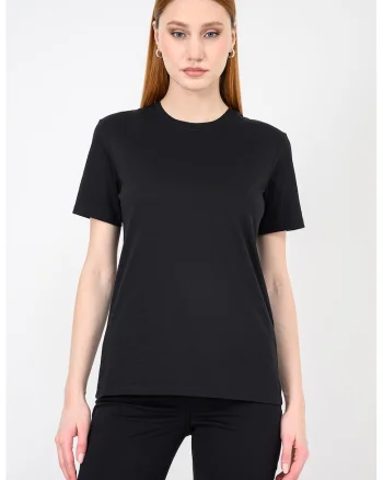 Tricou uni cu decolteu la baza gatului, Negru