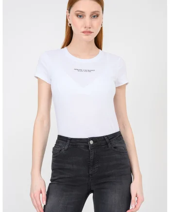 Tricou slim fit cu decolteu la baza gatului, Negru/Alb optic