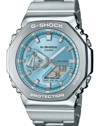Ceas cu bratara din otel inoxidabil G-Shock, Argintiu