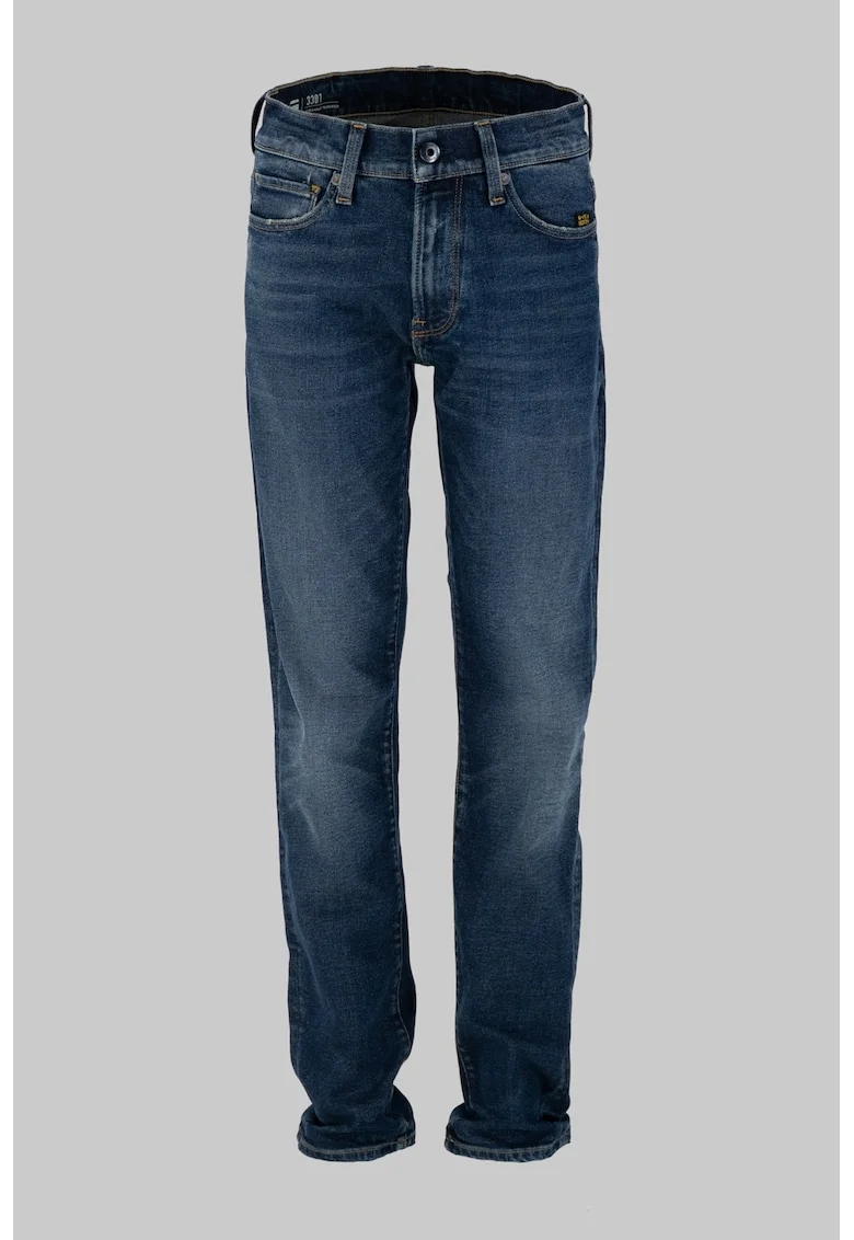Blugi slim fit cu aspect decolorat, Albastru inchis