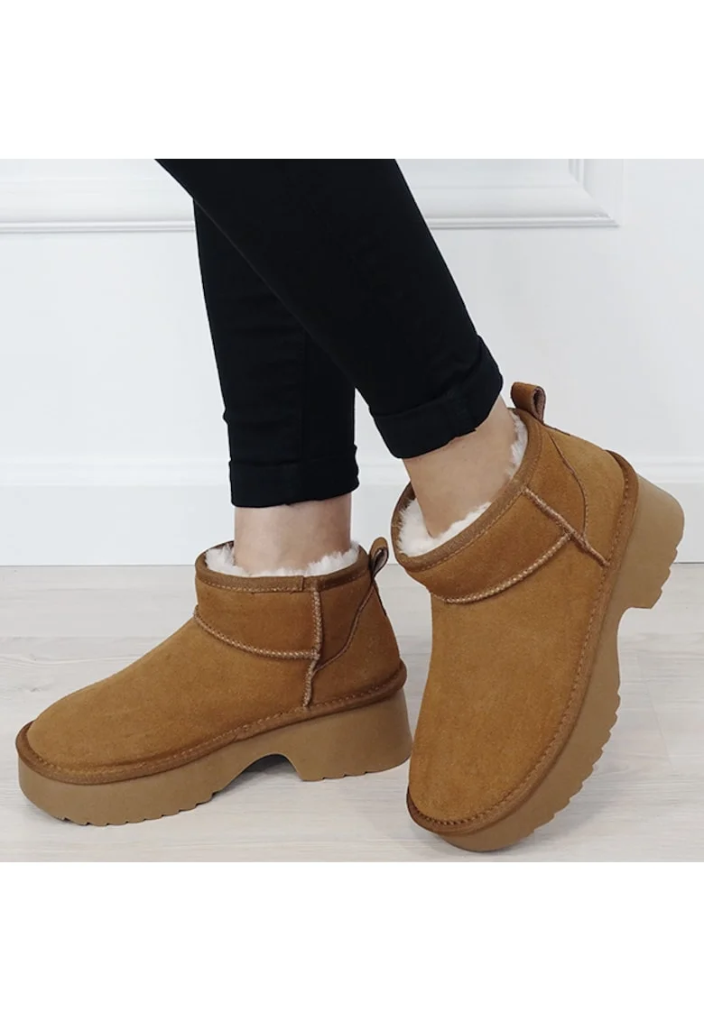 Ghete camel din piele naturala W5878 114 18273, Bej