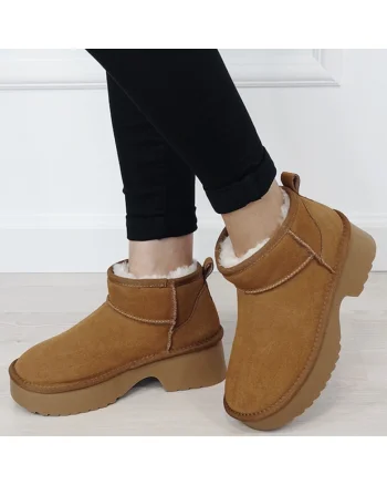Ghete camel din piele naturala W5878 114 18273, Bej