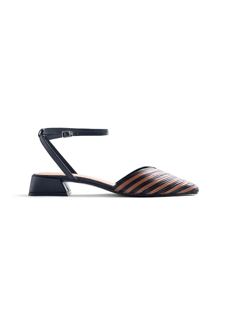 Pantofi de piele cu toc si varf ascutit Clawson, Negru/Maro