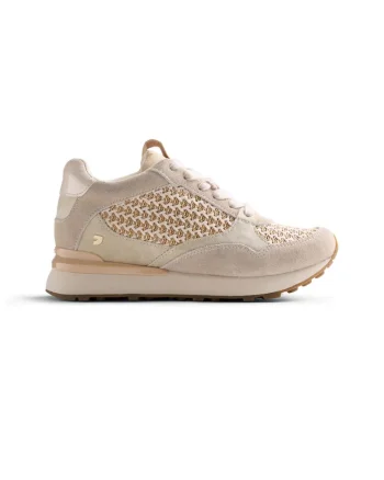 Pantofi sport cu garnituri de piele intoarsa si plasa Rhamu, Bej deschis