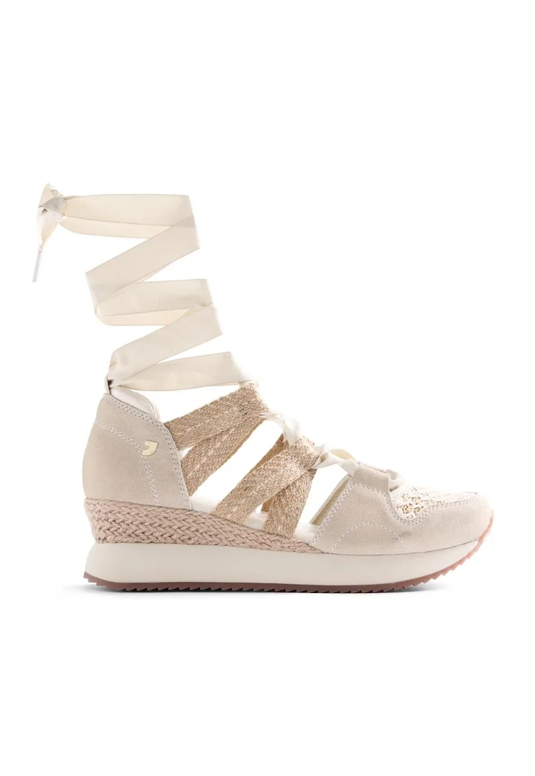 Pantofi sport wedge cu decupaje Kidika, Alb murdar