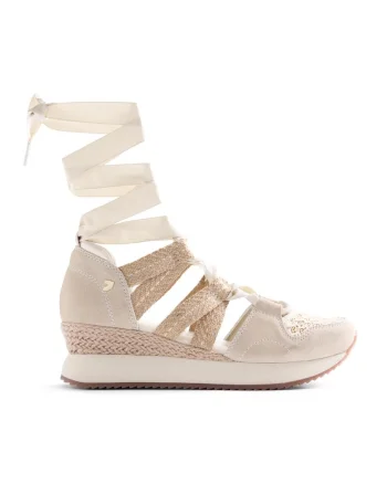 Pantofi sport wedge cu decupaje Kidika, Alb murdar