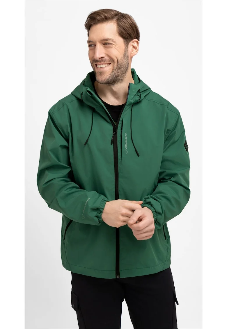 Jacheta de ploaie  J-Kenzi pentru barbati, impermeabila, cu glugi, Verde