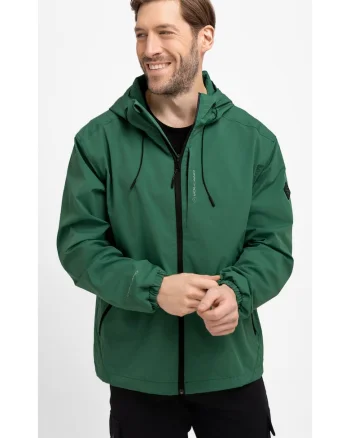 Jacheta de ploaie  J-Kenzi pentru barbati, impermeabila, cu glugi, Verde
