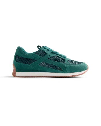 Pantofi sport de piele cu garnituri de plasa Roxas, Verde englez