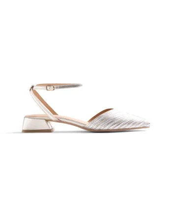 Pantofi de piele cu toc si varf ascutit Clawson, Auriu platinat