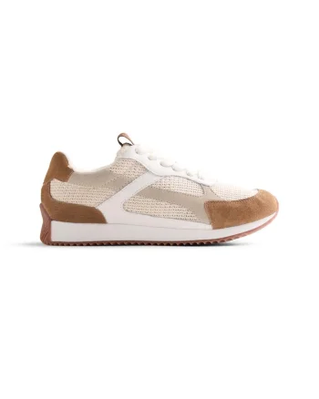Pantofi sport de piele intoarsa cu garnituri crosetate Busia, Bej