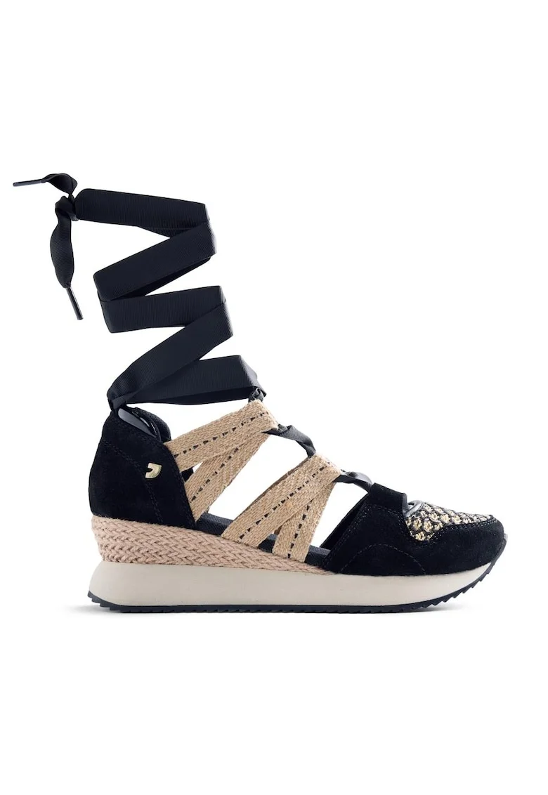 Pantofi sport wedge cu decupaje Kidika, Negru/Bej