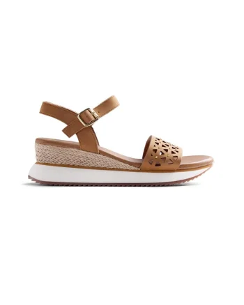 Sandale wedge de piele ecologica Wete, Maro