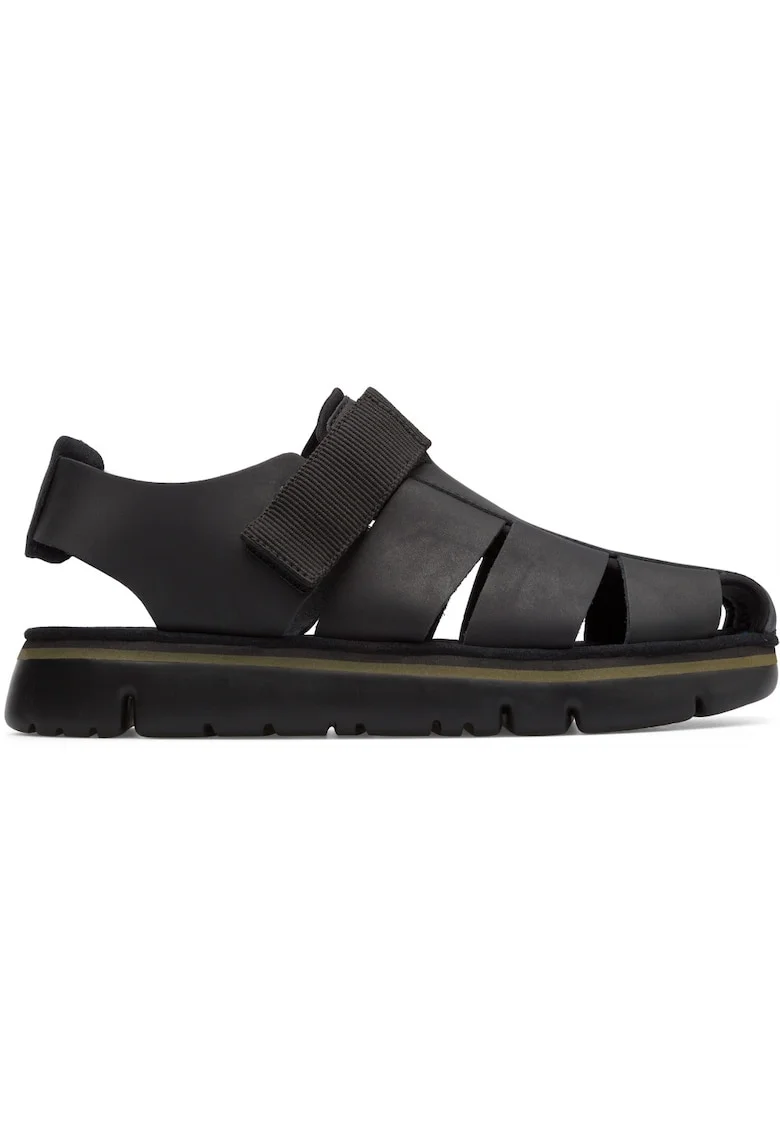 Sandale fisherman de piele Oruga, Negru stins