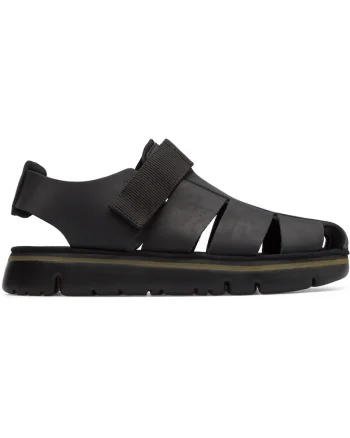 Sandale fisherman de piele Oruga, Negru stins