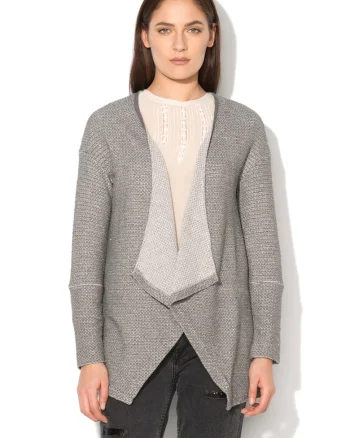 Cardigan gri melange asimetric Jude