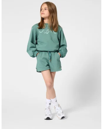Bluza de trening cu logo si maneci bufante, Verde deschis