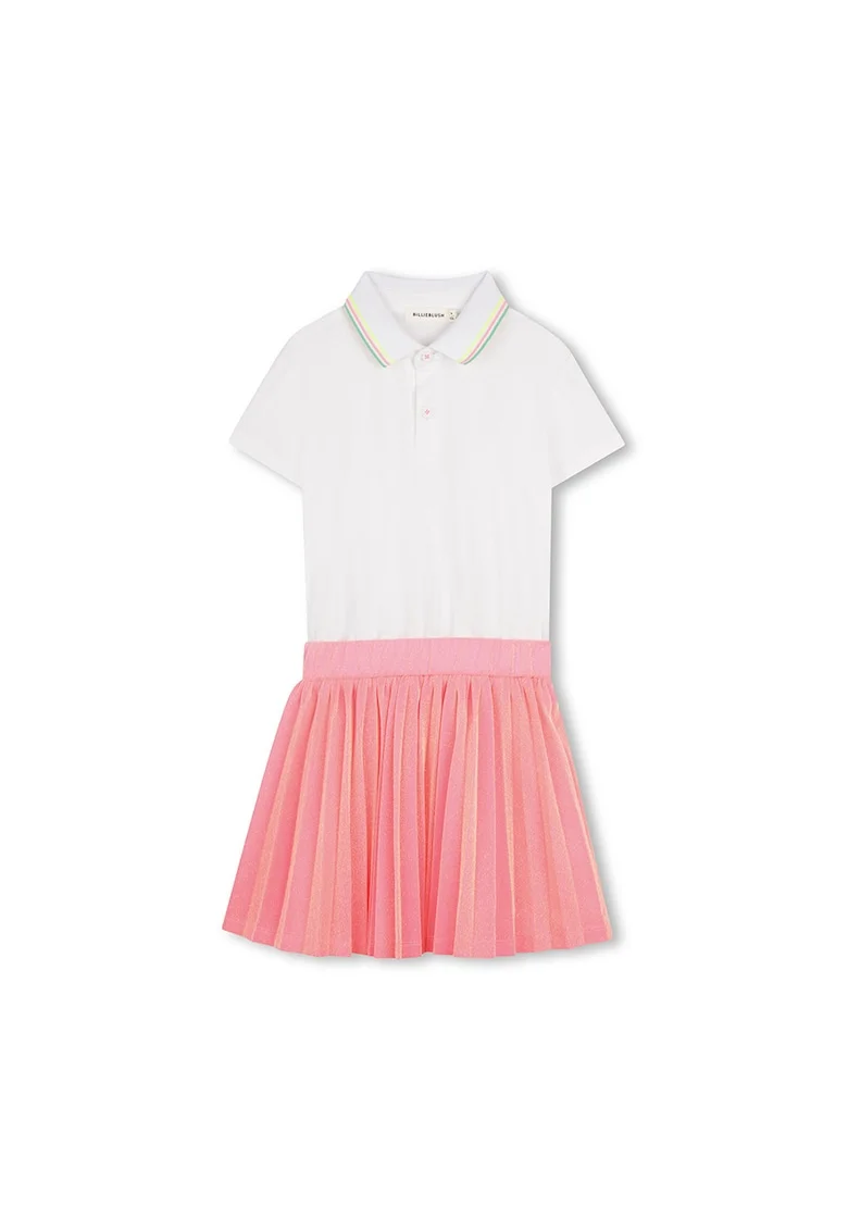 Rochie cu model 2in1, Alb/Roz somon