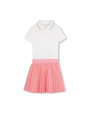 Rochie cu model 2in1, Alb/Roz somon