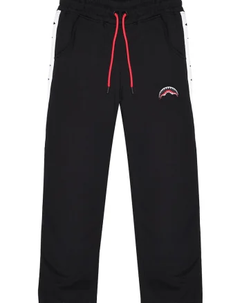 Pantaloni de trening cu croiala dreapta si snur de ajustare Next Level, Negru/Alb optic