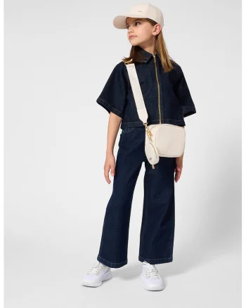 Jacheta de denim cu fermoar scurt, Bleumarin