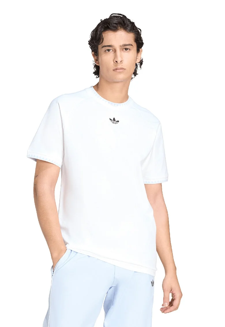 Tricou lejer cu logo discret pe piept, Alb