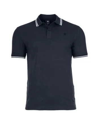 Tricou polo slim fit Dunda, Alb/Albastru ultramarin