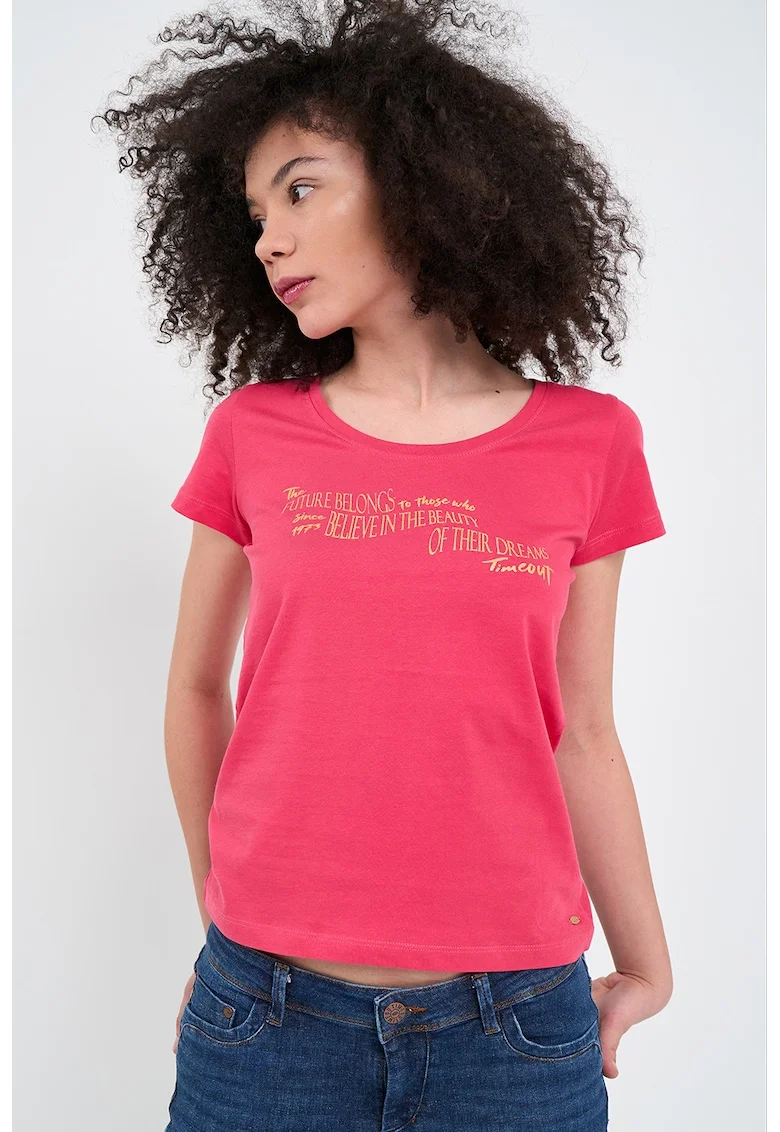 Tricou regular fit cu decolteu rotund, Rosu