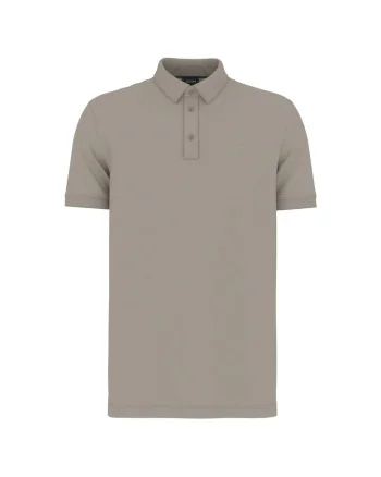 Tricou din bumbac cu guler polo, Maro taupe