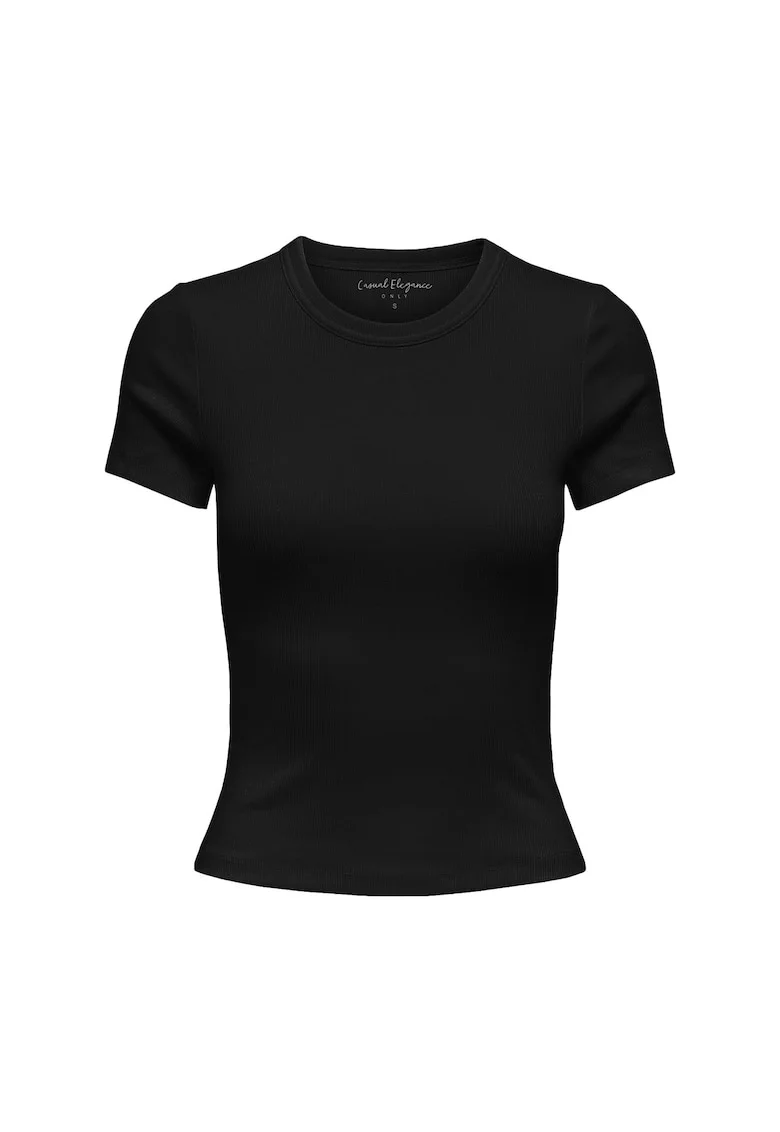 Tricou slim-fit cu decolteu rotund, Negru