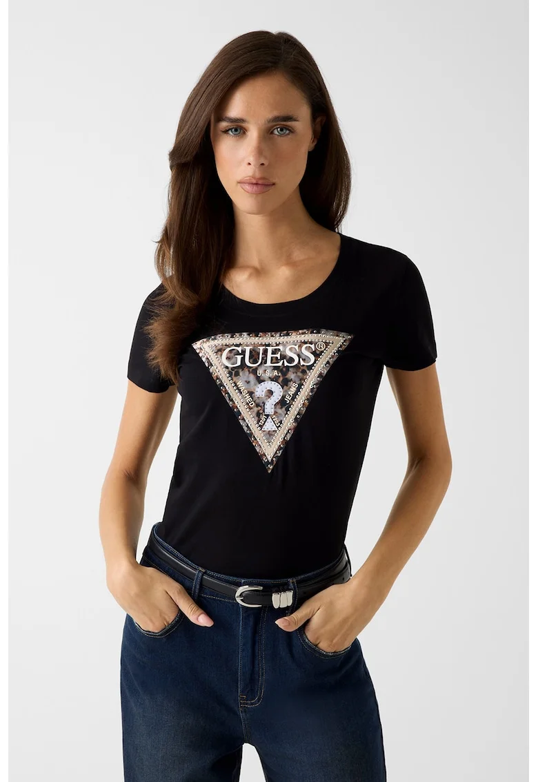 Tricou cu imprimeu logo, Negru