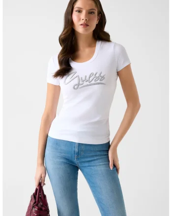 Tricou cu imprimeu logo, Alb/Argintiu