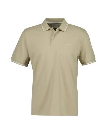 Tricou polo din material pique, Maro camel