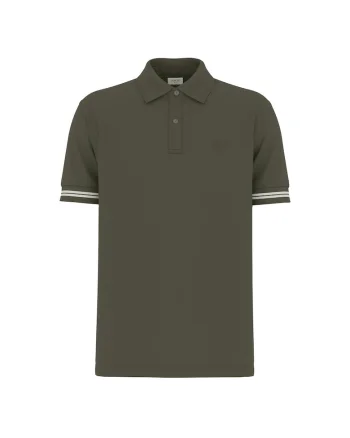 Tricou polo cu model texturat, Verde inchis