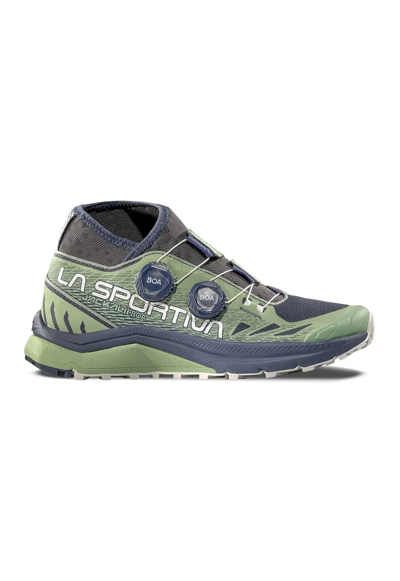 Pantofi mid-high pentru alergare trail Jackal II Boa, Albastru inchis/Verde sparanghel