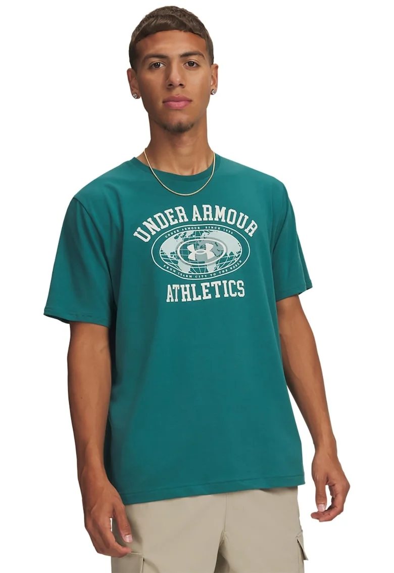 Tricou cu logo grafic, Verde aquamarin