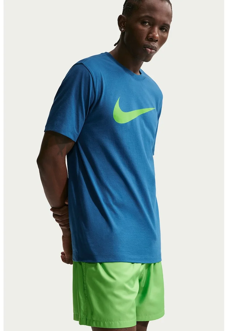 Tricou cu imprimeu logo Sportswear Swoosh, Verde lime/Albastru