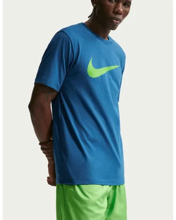 Tricou cu imprimeu logo Sportswear Swoosh, Verde lime/Albastru